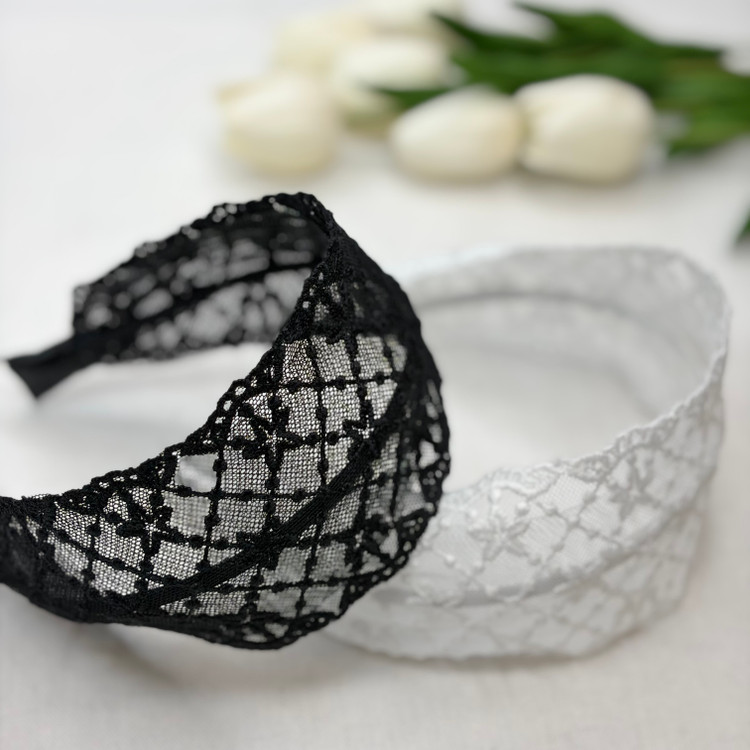 تل مو دانتل طررح گل و خط مورب وارداتی7cm