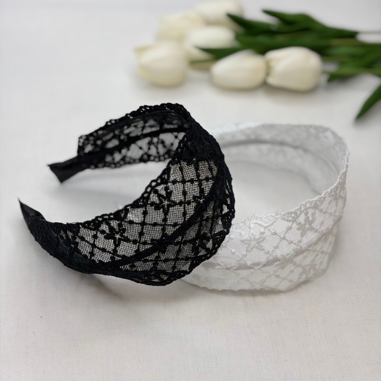 تل مو دانتل طررح گل و خط مورب وارداتی7cm