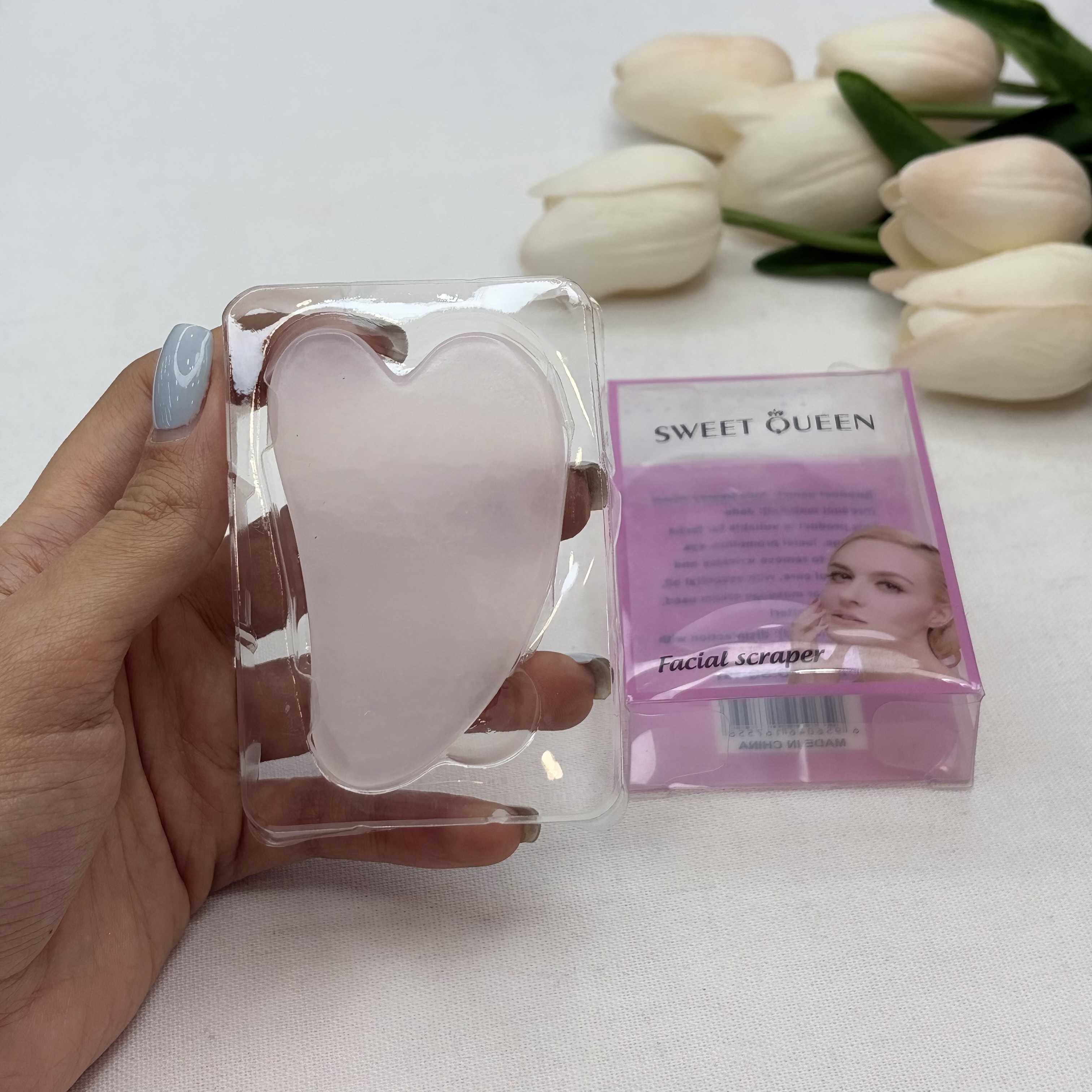 سنگ‌ ماساژ رز کوارتز طبیعی صورت‌ سوییت کویین