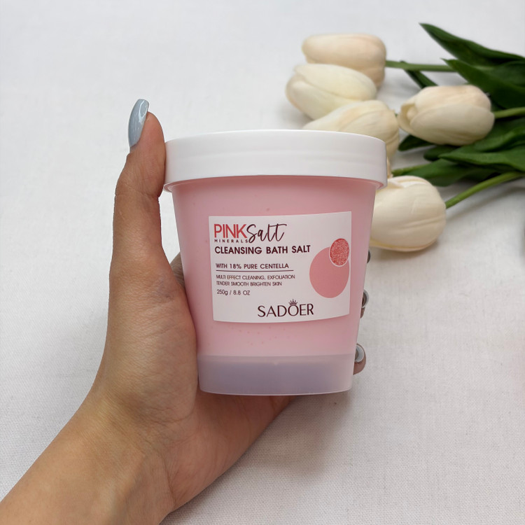 اسکراب بدن کاسه ای رایحه pink salt نمک صورتی نمک بدن آبرسان