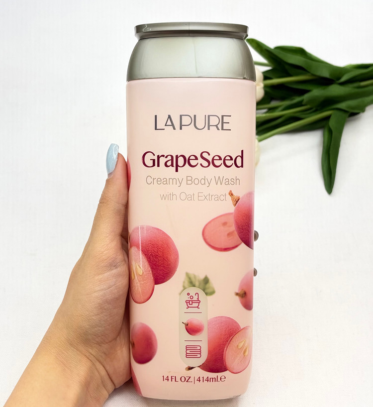 شامپو بدن کرمی رایحه Grape seed و حاوی عصاره جو دوسر LAPURE لپیور ۴۱۴میل