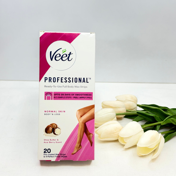 نوار مو بر ویت Veet مدل Professional مناسب پوست معمولی بسته 20 عددی همراه با پد روغن ضدالتهاب