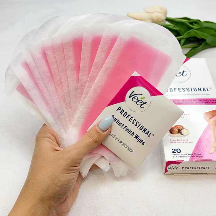 نوار مو بر ویت Veet مدل Professional مناسب پوست معمولی بسته 20 عددی همراه با پد روغن ضدالتهاب