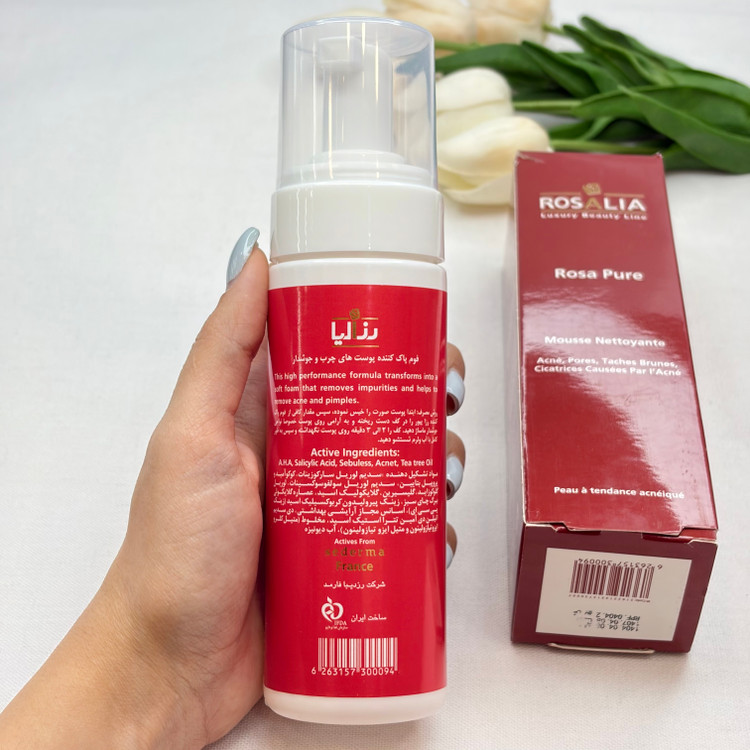فوم پاک کننده صورت رزالیا مناسب پوست های چرب وجوشدار Rosa Pure