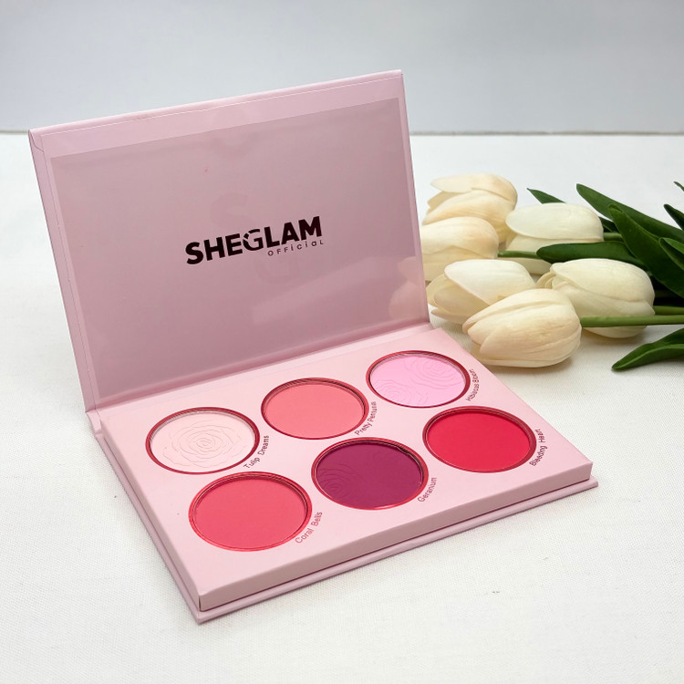 پالت رژگونه ۶تایی.پلت پودری مدل Floralرنگ Blushing Bouquetکیفیت اصلی