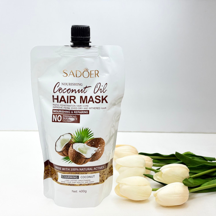 ماسک مو ساندیسی با آبکشی با رایحه نارگیل مناسب موهای صاف و حالت دار ترمیم کننده COCONUT