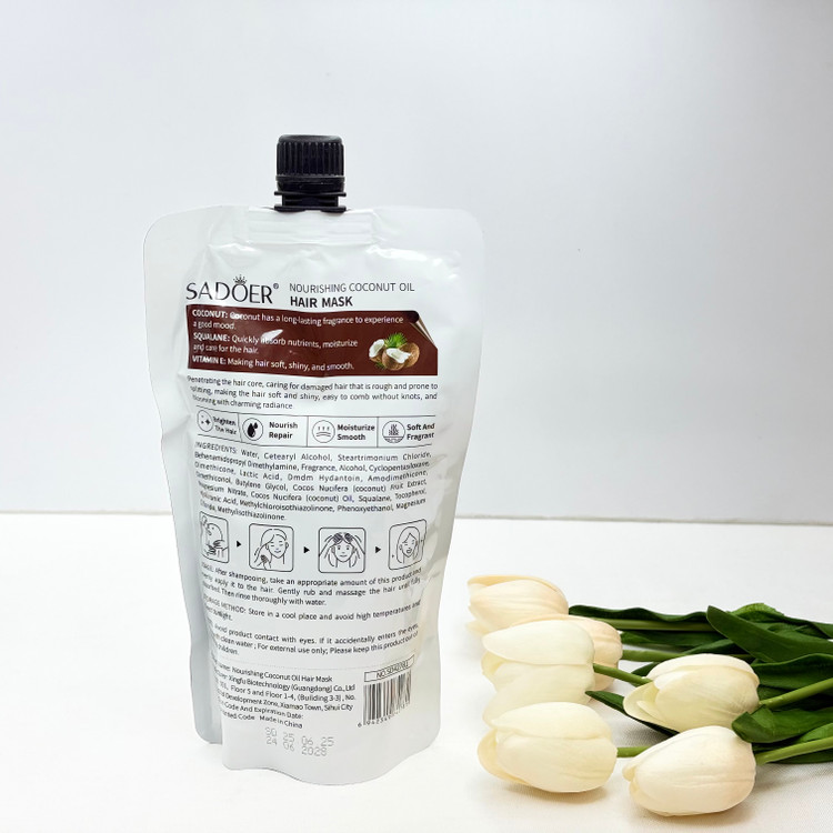 ماسک مو ساندیسی با آبکشی با رایحه نارگیل مناسب موهای صاف و حالت دار ترمیم کننده COCONUT