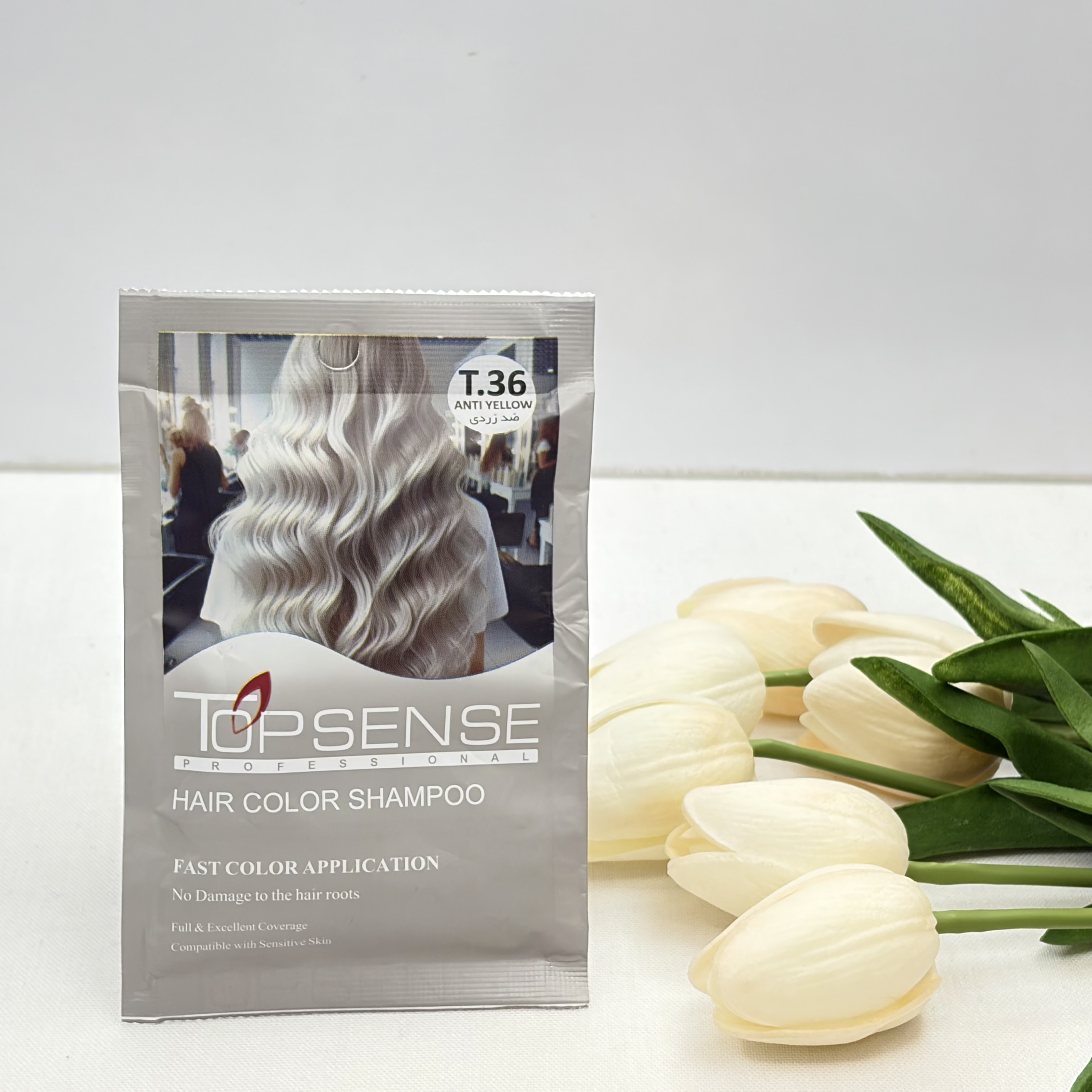 شامپو رنگ مو‌ ژله ای ساشه ای ضد زردی شماره T.۳۶ تاپ سنس TOP SENSE حجم ۳۰میل