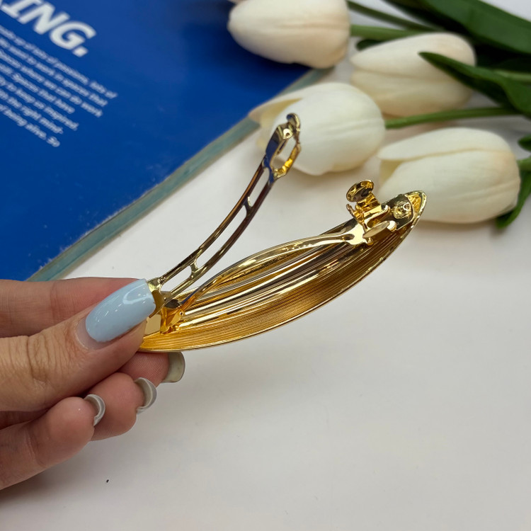 کلیپس فرانسوی فلزی طرح بیضی براق 11cm