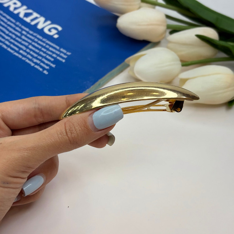 کلیپس فرانسوی فلزی طرح بیضی براق 11cm
