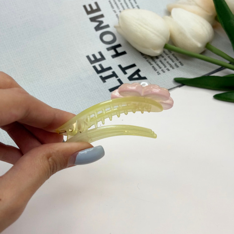 گیره مو انبری طرح گل صدفی تکی6/5cm
