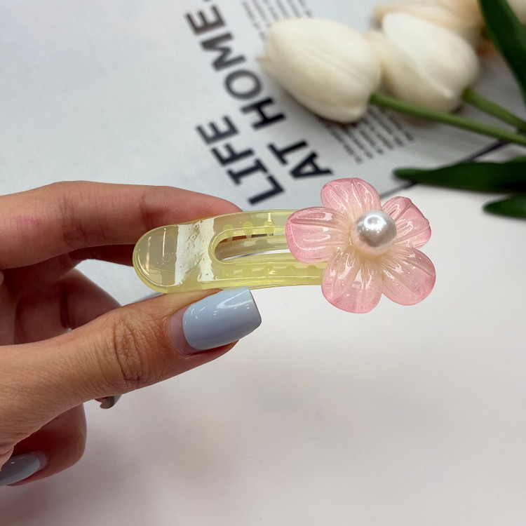 گیره مو انبری طرح گل صدفی تکی6/5cm