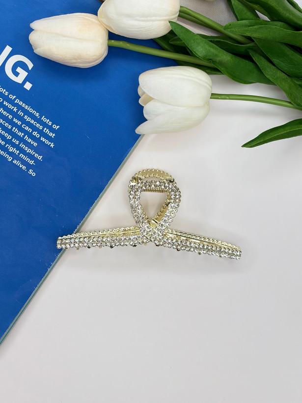 کلیپس فلزی براق فول نگین طرح پاپیون خطی با کیفیت عالی وارداتی ۱۲cm