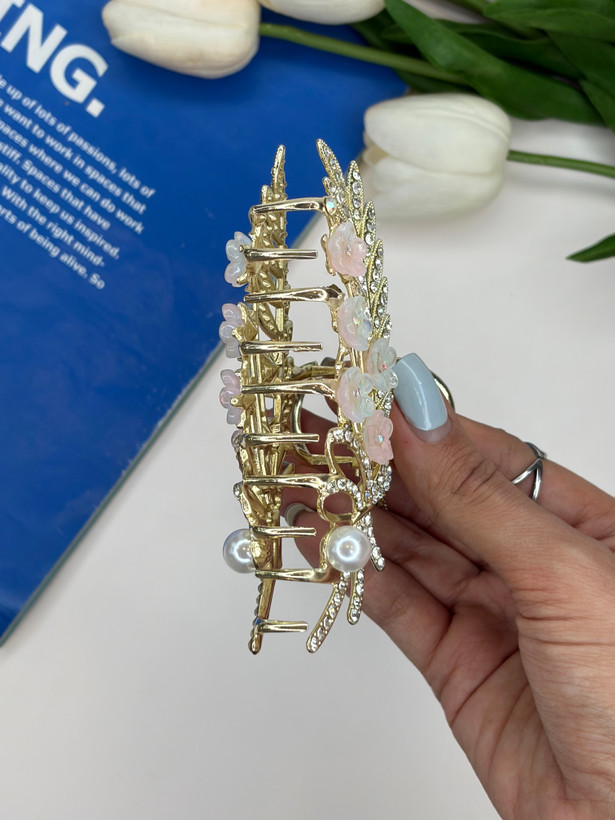 کلیپس فلزی آویزدار فول نگین سایز بزرگ 12cm