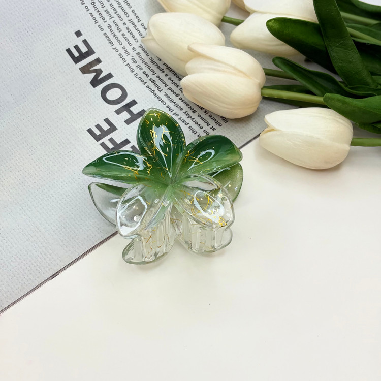 کلیپس پلومریا دو رنگ شیشه ای براق ماربل رگه طلایی کیفیت عالی وارداتی7cm