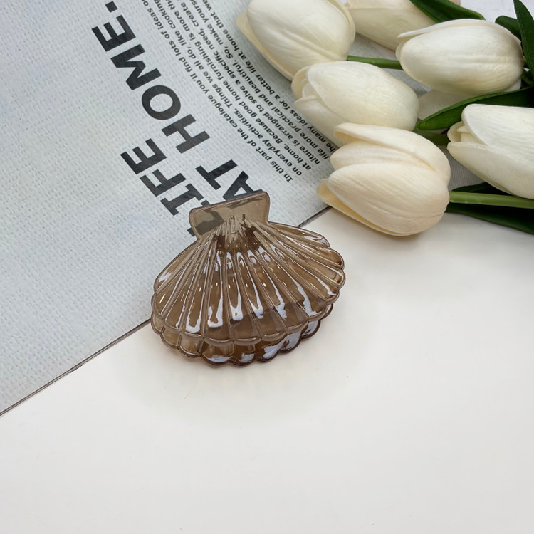 کلیپس طرح صدف شفاف شیشه ای براق 6cm