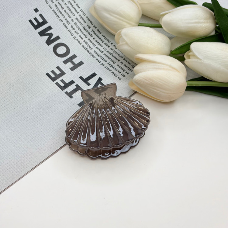 کلیپس طرح صدف شفاف شیشه ای براق 6cm