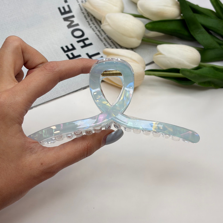 کلیپس پاپیونی خطی نشکن طرح ماربل صدفی با کیفیت عالی وارداتی دو لایه12cm