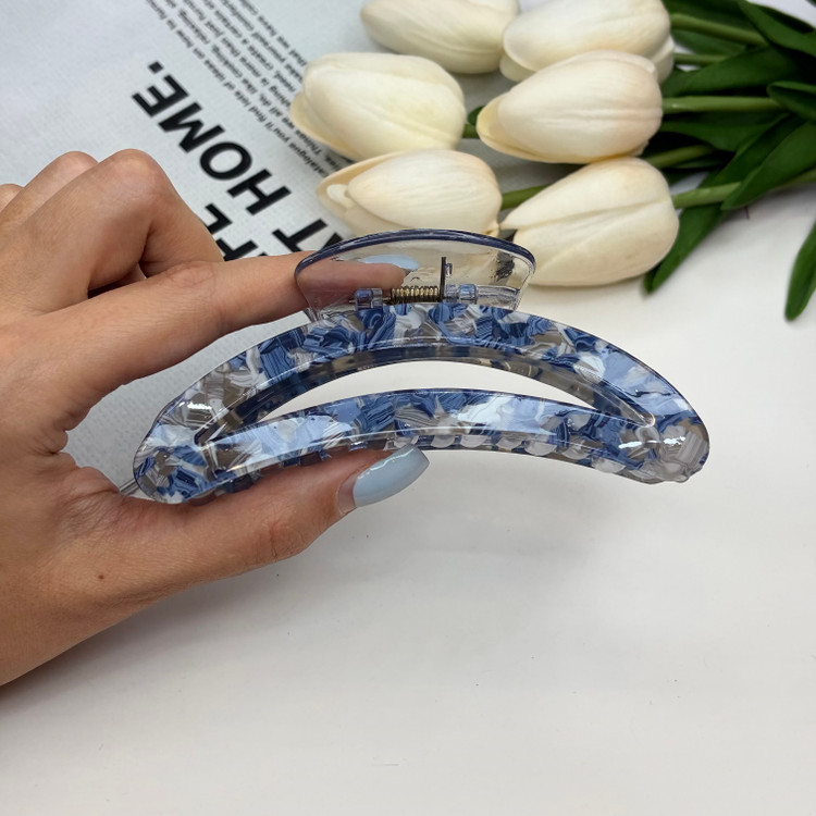 کلیپس طرح هلال ماه دو تکه ماربل صدفی ترکیب رنگی وارداتی با کیفیت سایز بزرگ ۱۱cm