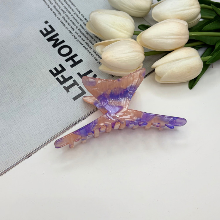 کلیپس طرح دم ماهی ماربل صدفی ترکیب رنگی سایز11cm