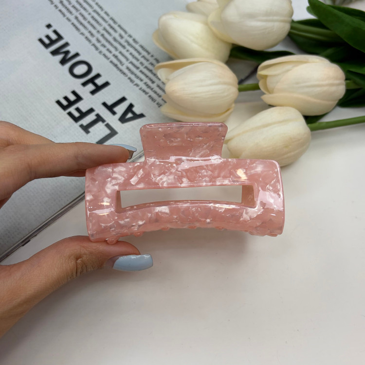 کلیپس مستطیل هلالی طرح دار ماربل صدفی نشکن 8cm