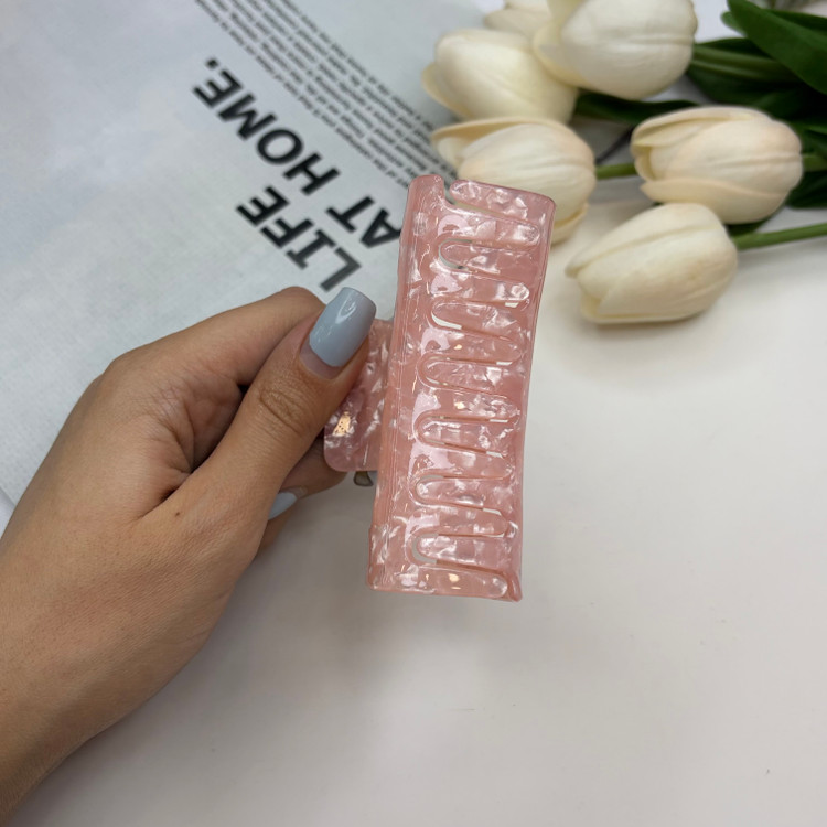 کلیپس مستطیل هلالی طرح دار ماربل صدفی نشکن 8cm