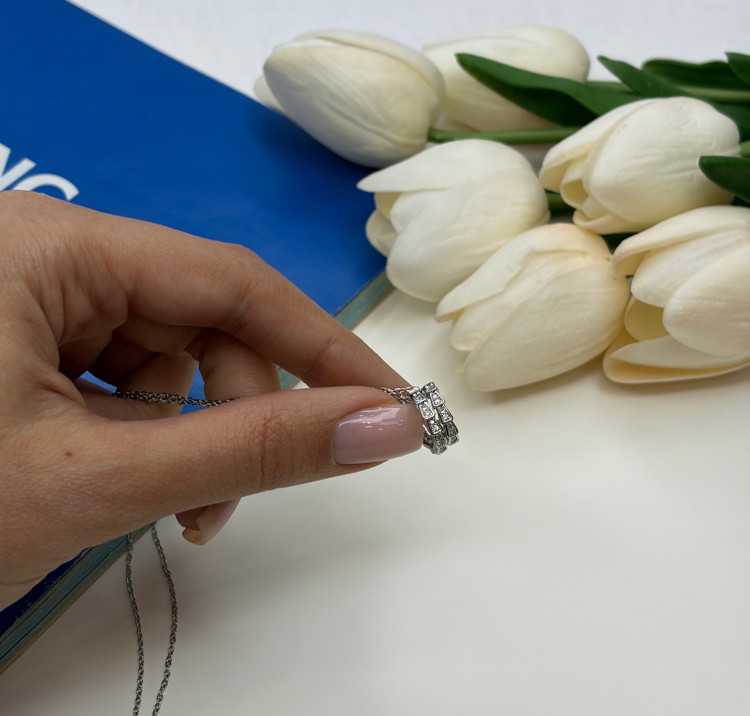گردنبند طرح مار فول نگین نقره ای رنگ ثابت