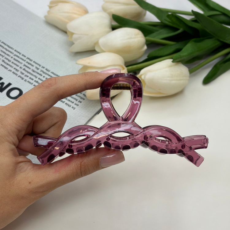 کلیپس شفاف شیشه ای براق طرح پاپیون پیچ سایز بزرگ11cm