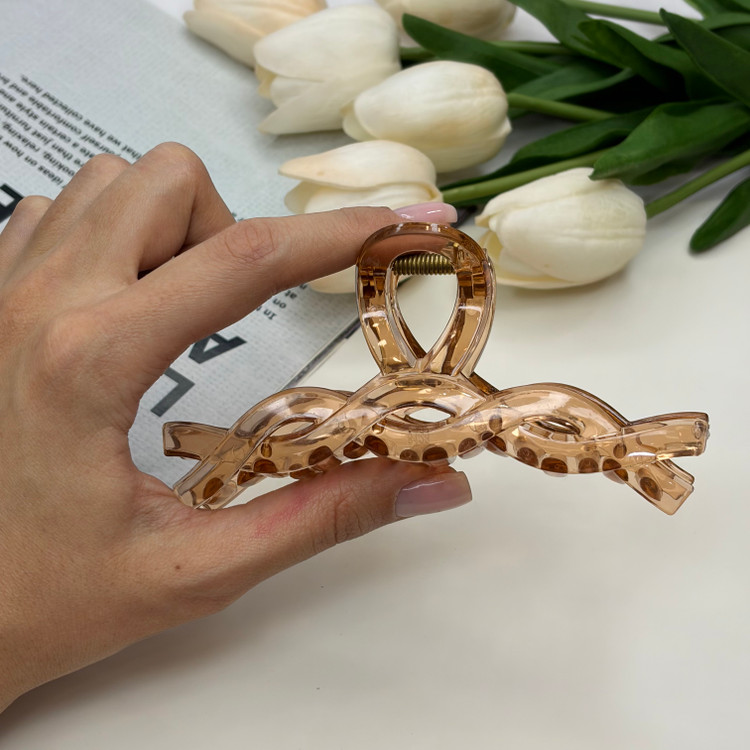 کلیپس شفاف شیشه ای براق طرح پاپیون پیچ سایز بزرگ11cm
