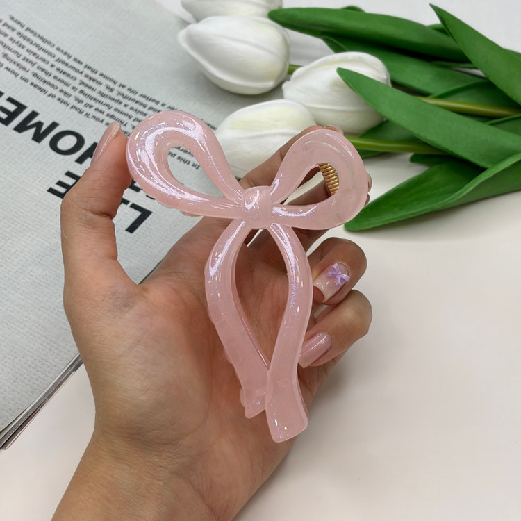 کلیپس شاین دار براق طرح پاپیون رنگ های پاستیلی بوفینی کیفیت عالی وارداتی 11cm