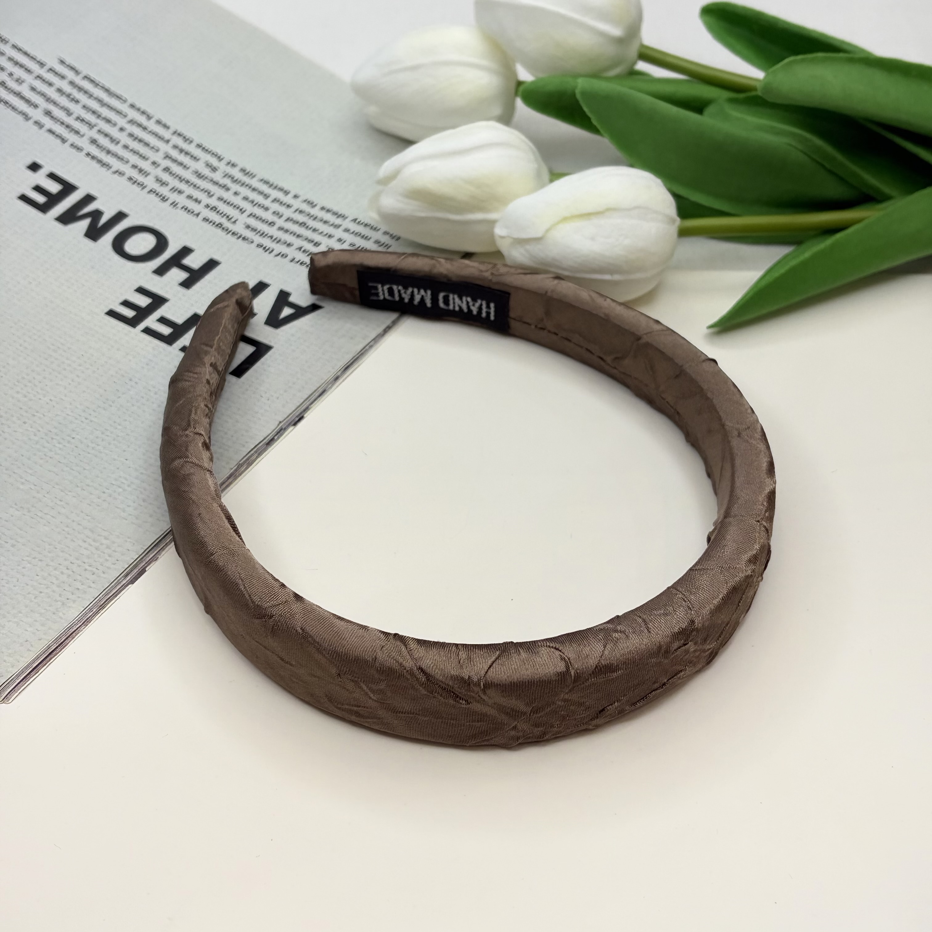تل سر پهن قهوه ای پارچه ی ژاکارد 3cm