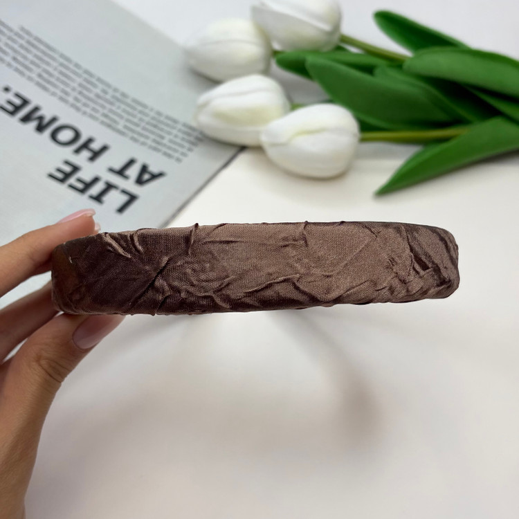 تل سر پارچه ای ساتن ژاکارد براق قهوه ای 3cm