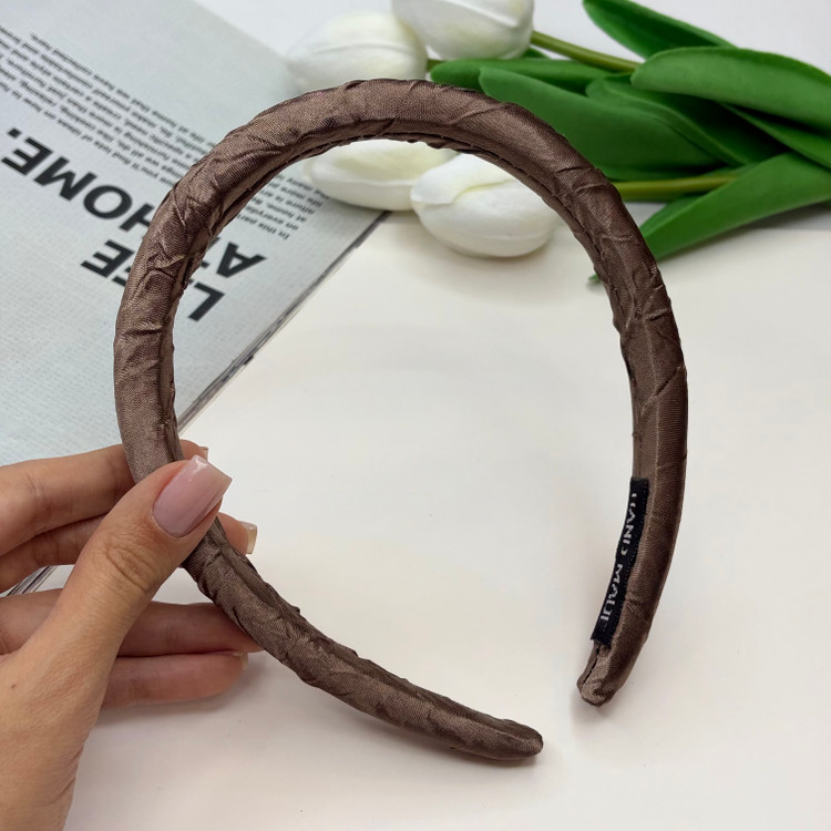 تل سر پارچه ای ساتن ژاکارد براق قهوه ای 3cm