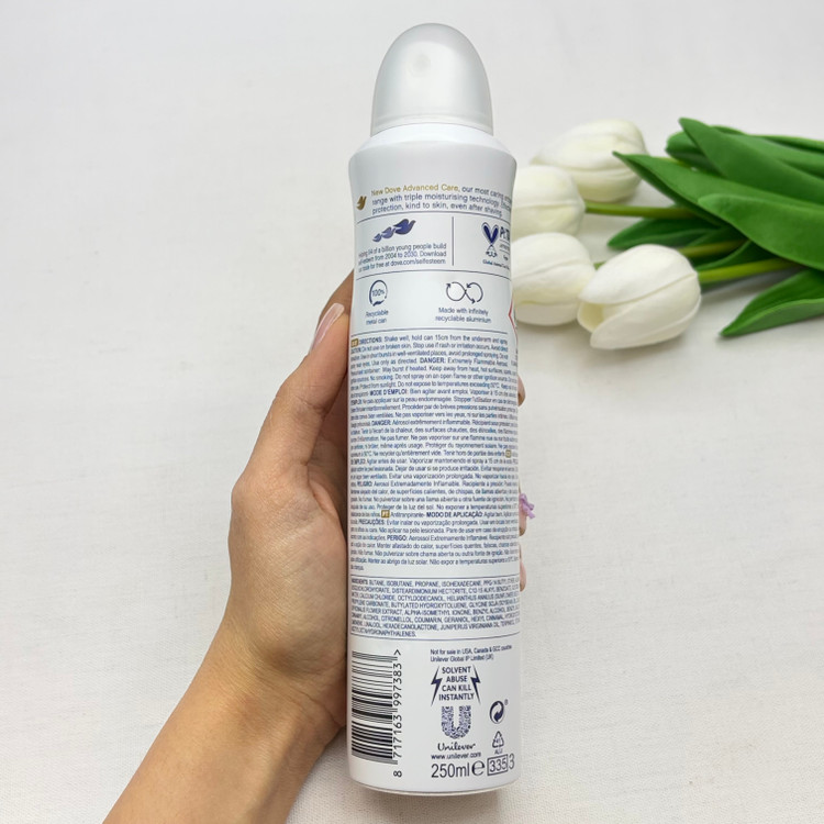 اسپری ضد تعریق 72 ساعته بدون الکل رایحه گل فریزیا سفید و گل بنفشه Advanced Care Invisible Dry Freesia & Violet Flower