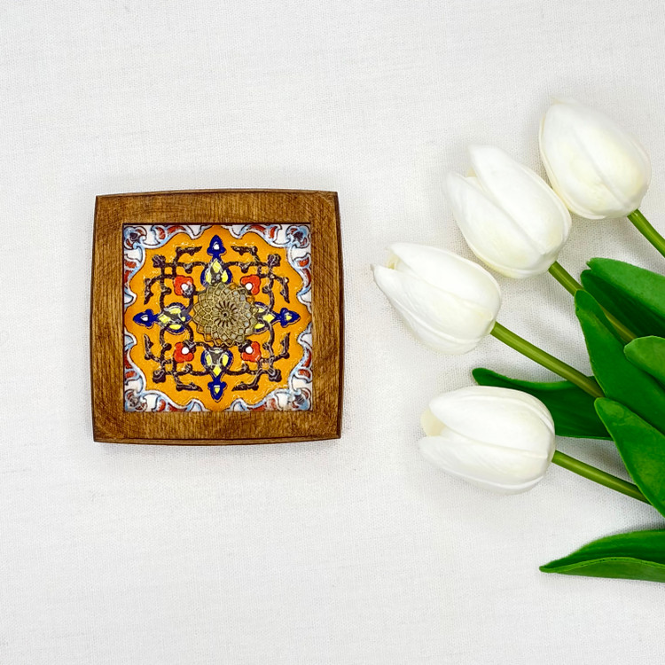 جاعودی طرح دار مربعی چوب و سرامیک.طرح سرامیک متنوع ارسال میشود