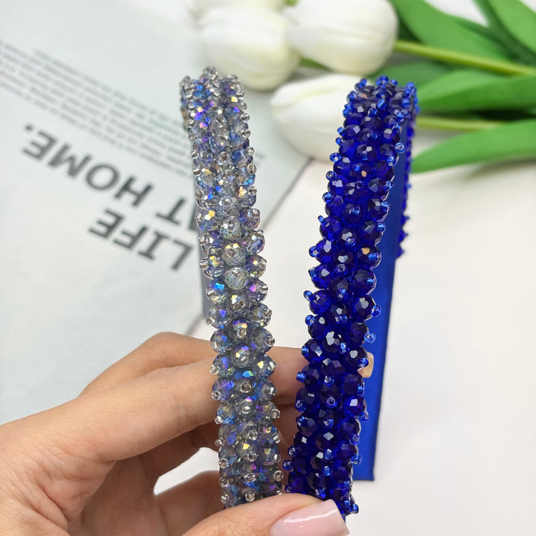 تل سر ساتن کریستال بافت رنگبندی تناژ آبی طوسی1cm