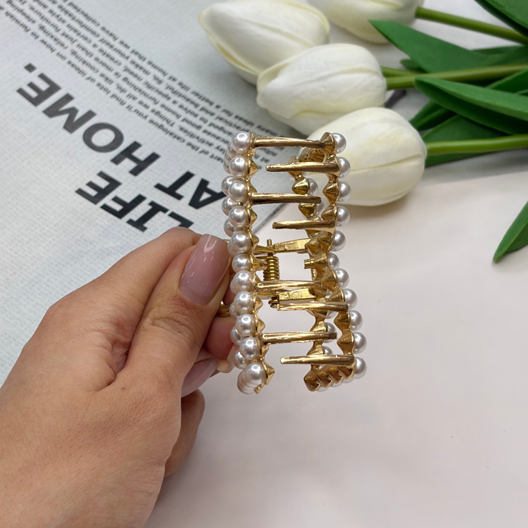 کلیپس فلزی طرح پاپیون فول مروارید6.5cm
