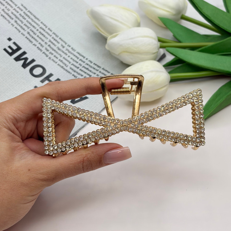 کلیپس فلزی طرح پاپیون فول نگین سایز بزرگ11cm