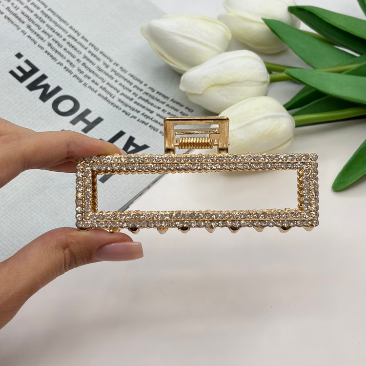 کلیپس فلزی مستطیلی فول نگین سایز بزرگ11cm
