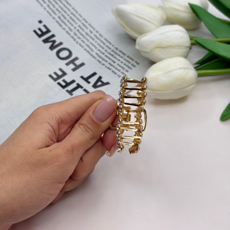 کلیپس فلزی طرح پاپیون فول نگین سایز کوچک4.5cm
