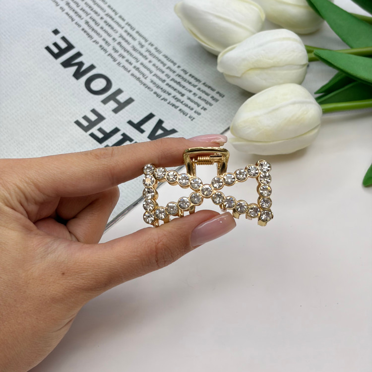 کلیپس فلزی طرح پاپیون فول نگین سایز کوچک4.5cm