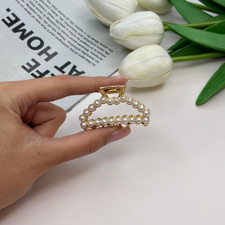 کلیپس فلزی نیم دایره فول مروارید سایز کوچک4.5cm