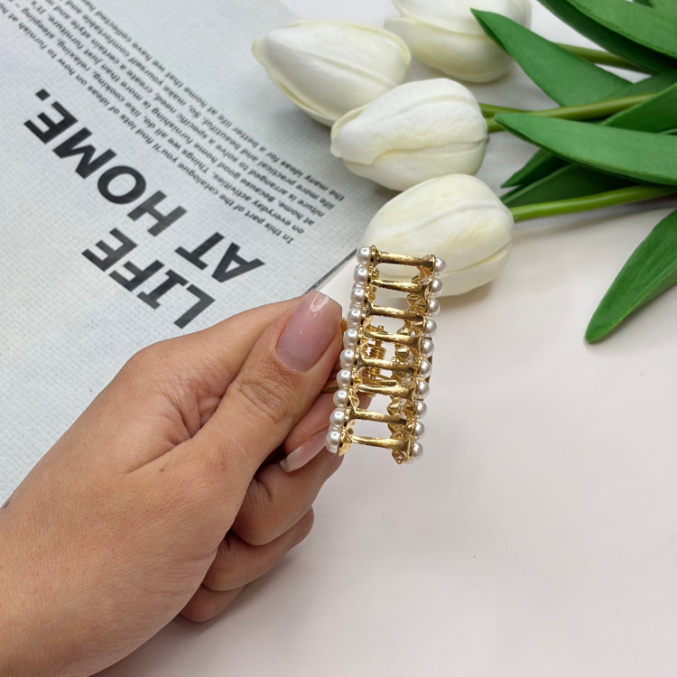 کلیپس فلزی نیم دایره فول مروارید سایز کوچک4.5cm