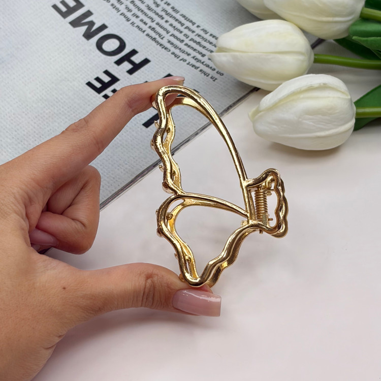کلیپس فلزی طرح بال پروانه توخالی نیمه رنگ براق وارداتیی باکیفیت سایز7cm