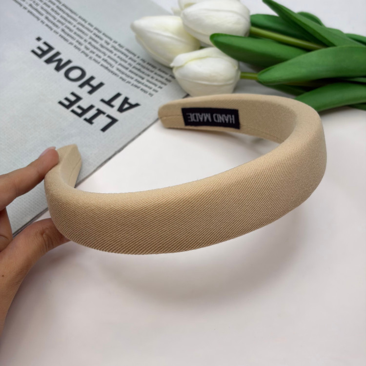 تل سر پارچه ای کج راه طرح کبریتی ظریف رنگ نخودی 3cm