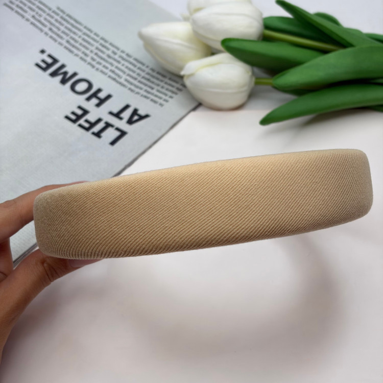 تل سر پارچه ای کج راه طرح کبریتی ظریف رنگ نخودی 3cm