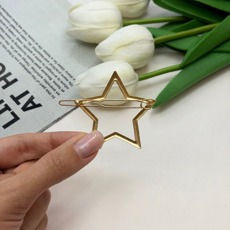 گیره مو فنری فلزی چفتی طرح ستاره مناسب کنار مو و پشت مو 6cm