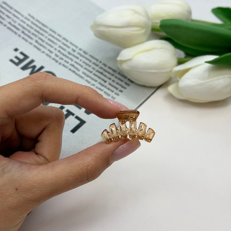 کلیپس طرح کروسان شفاف شیشه ای سایز کوچک 2cm