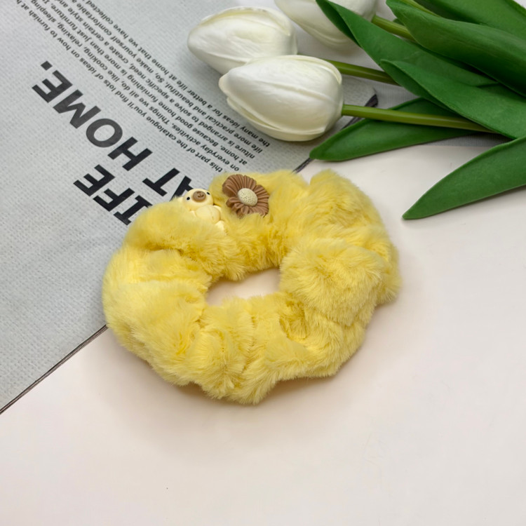 کش مو اسکرانچی خز پیکسل گل بابونه و تدی