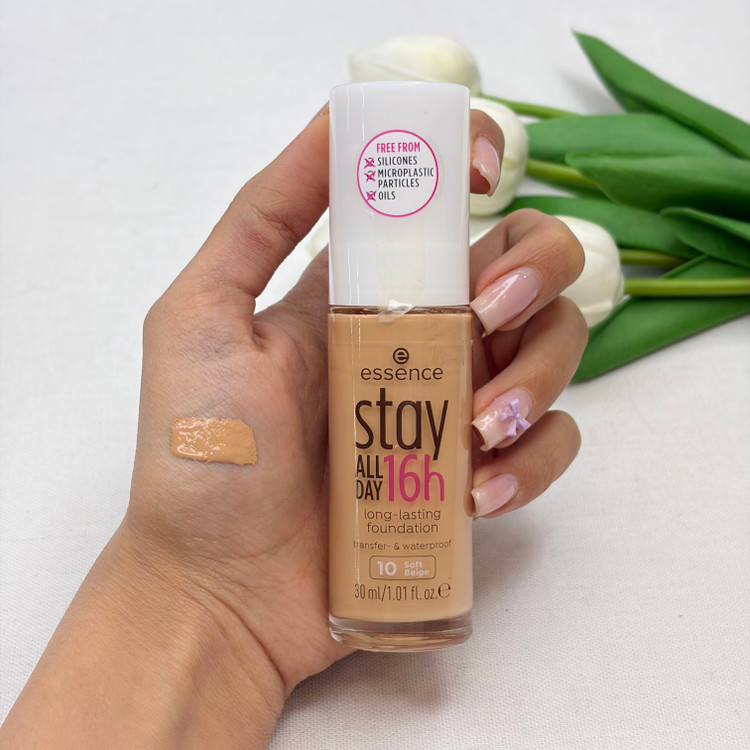 کرم پودرمایع شیشه ای رنگ Soft Beige 10 مدل Stay All Day 16H بدون سیلیکون و روغن.کیفیت اصلی